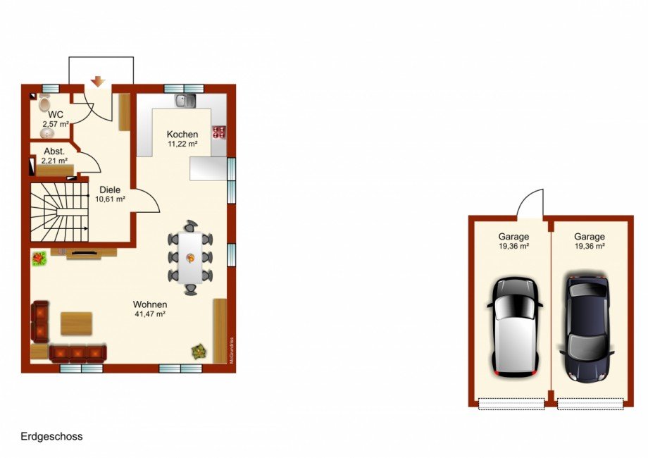 Erdgeschoss Doppelhaush�lfte Rieden