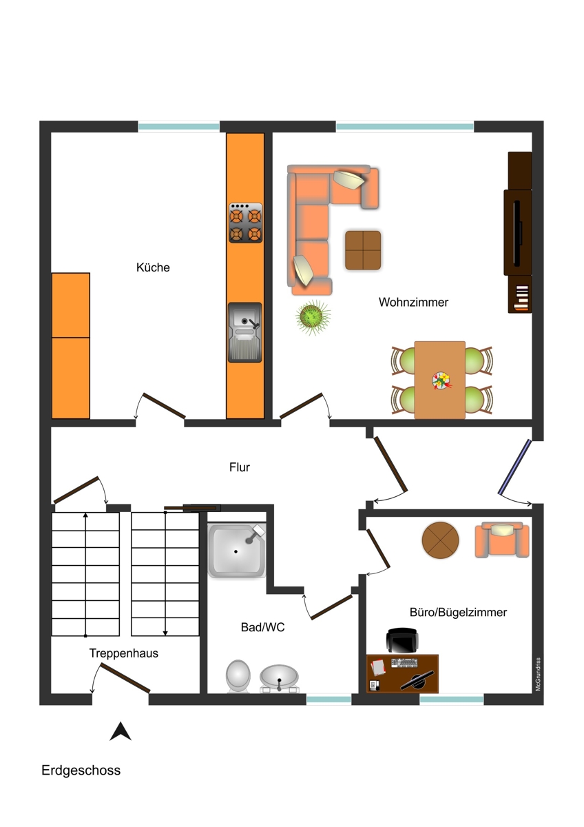 Erdgeschoss Doppelhaush�lfte R�ckholz