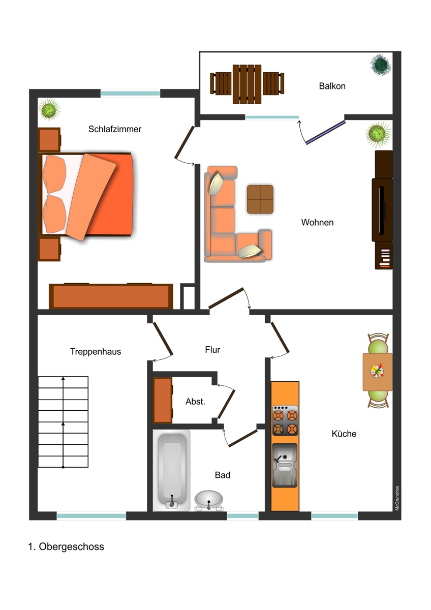1. Obergschoss Doppelhaush�lfte R�ckholz
