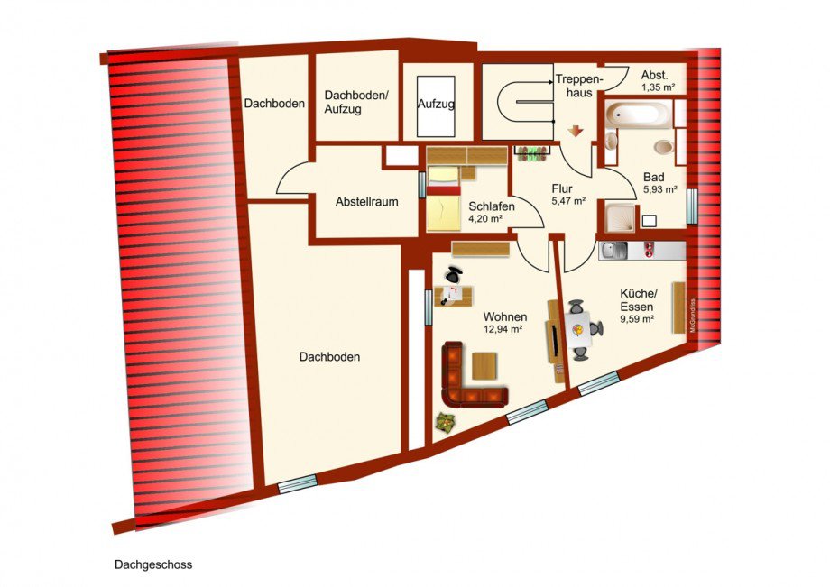 Grundriss Dachgeschosswohnung Kaufbeuren