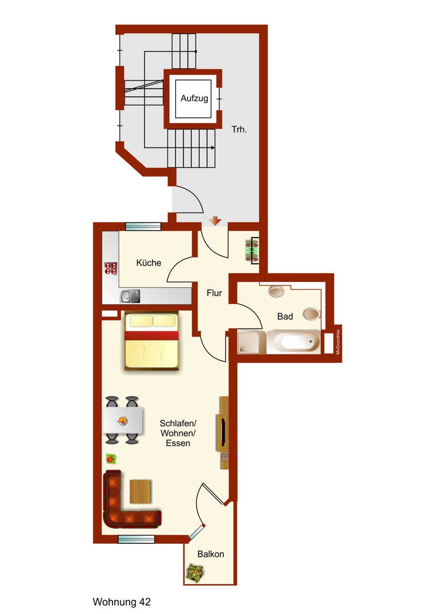 Grundriss W42 Etagenwohnung Kaufbeuren