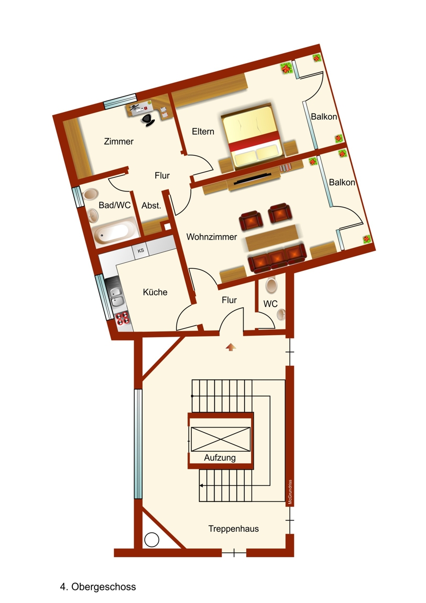 Grundriss mit Treppenhaus Etagenwohnung Kaufbeuren