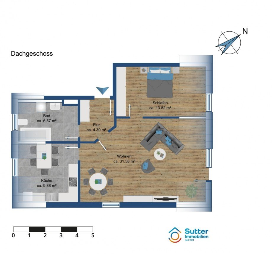 Grundriss Dachgeschosswohnung Kaufbeuren