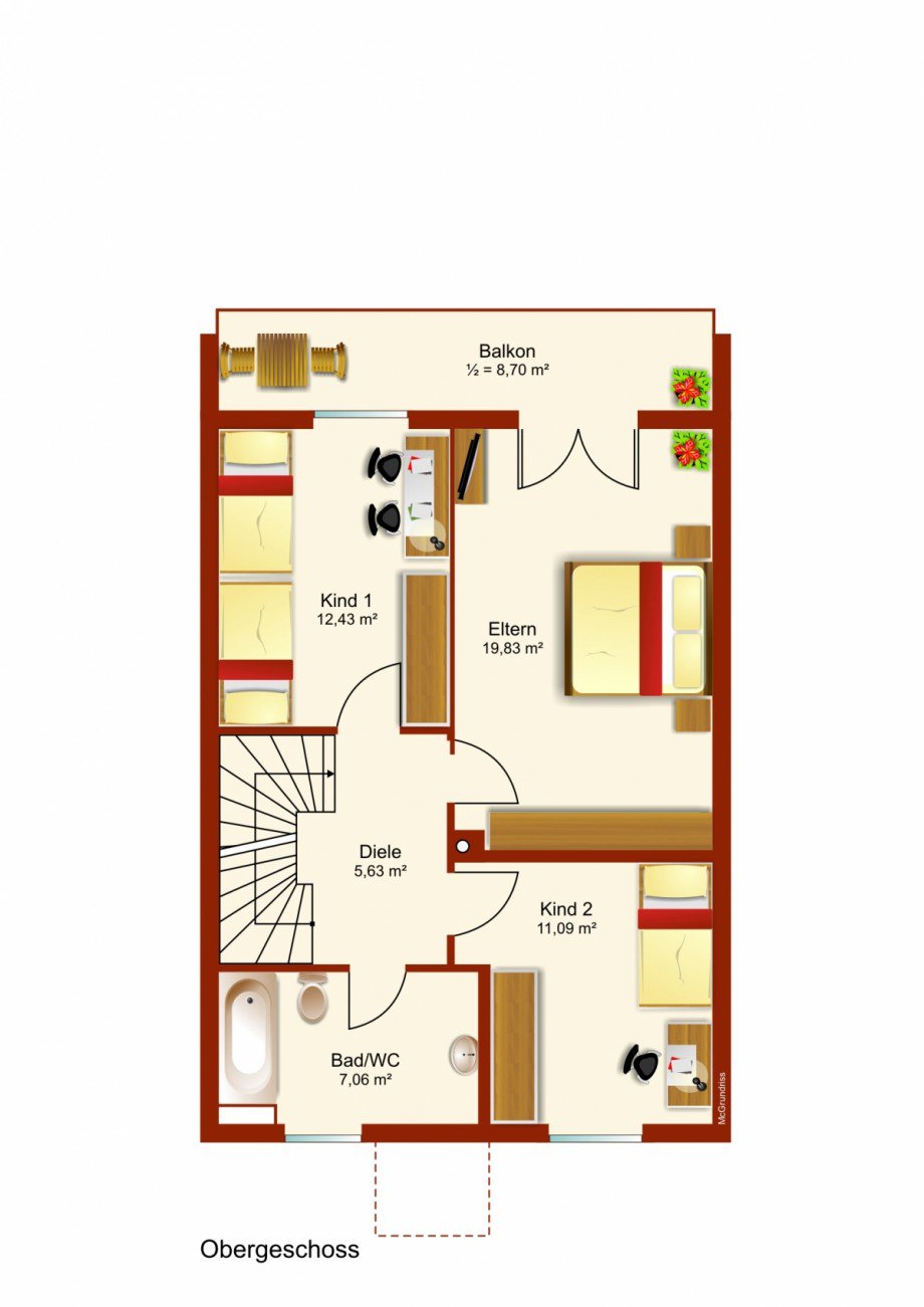 Obergeschoss Reihenmittelhaus Mauerstetten