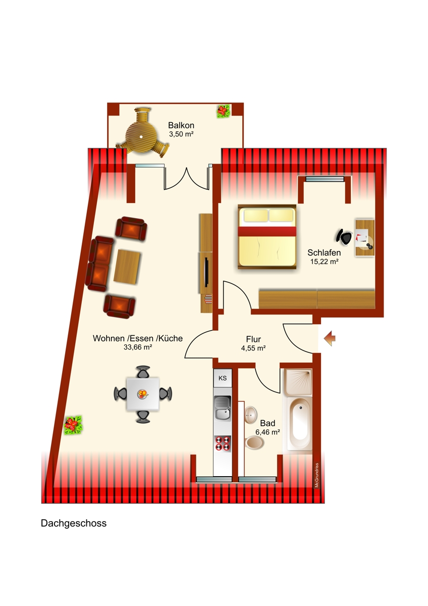 Grundriss Dachgeschosswohnung Kaufbeuren