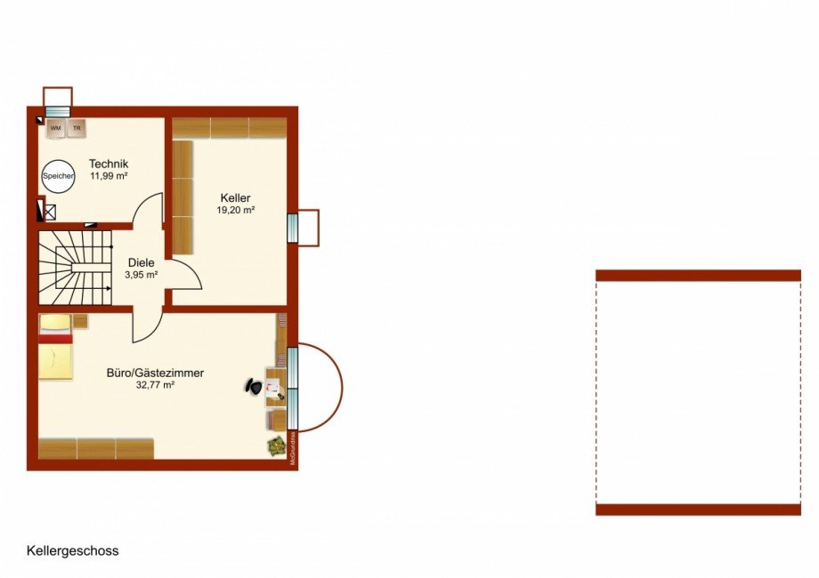 Kellergeschoss Doppelhaush�lfte Rieden