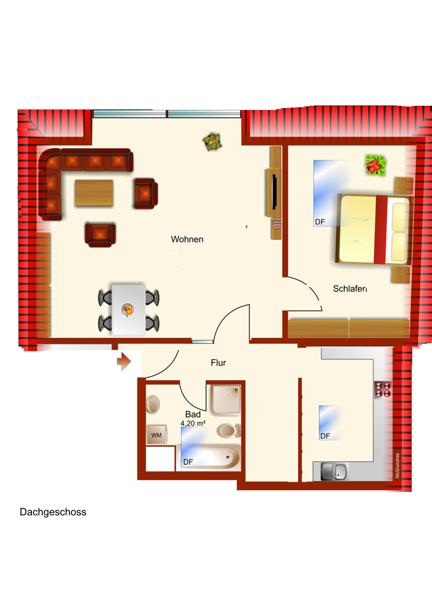 Grundriss Dachgeschosswohnung Kempten