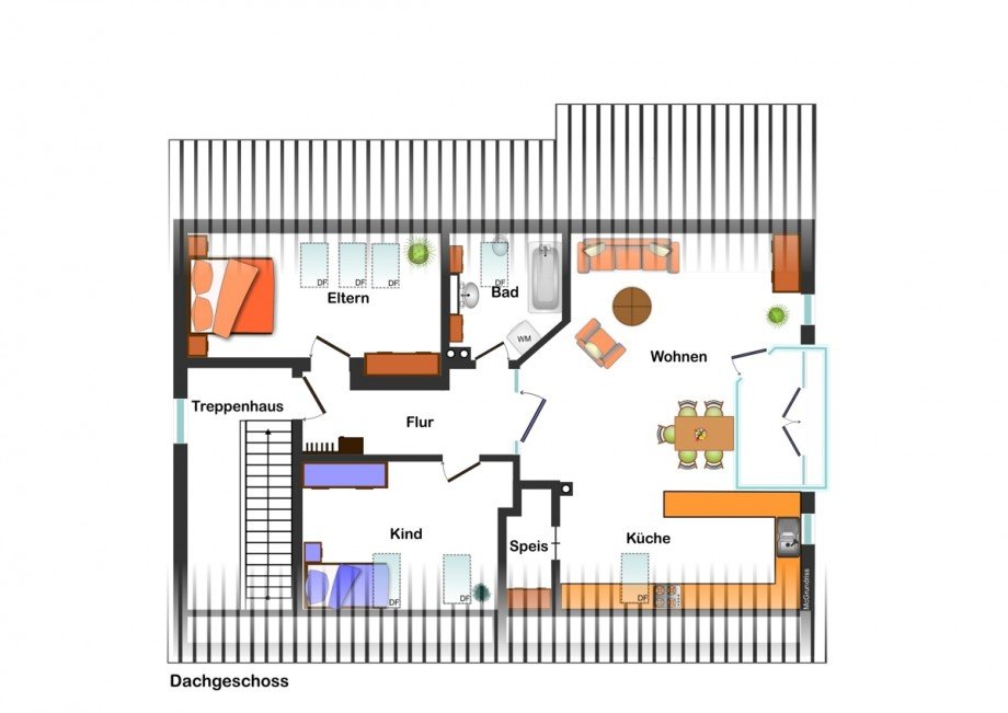 Grundriss Dachgeschosswohnung Irsee