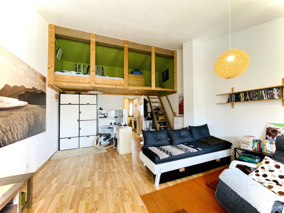 Wohnzimmer mit Schlafempore Etagenwohnung Kaufbeuren