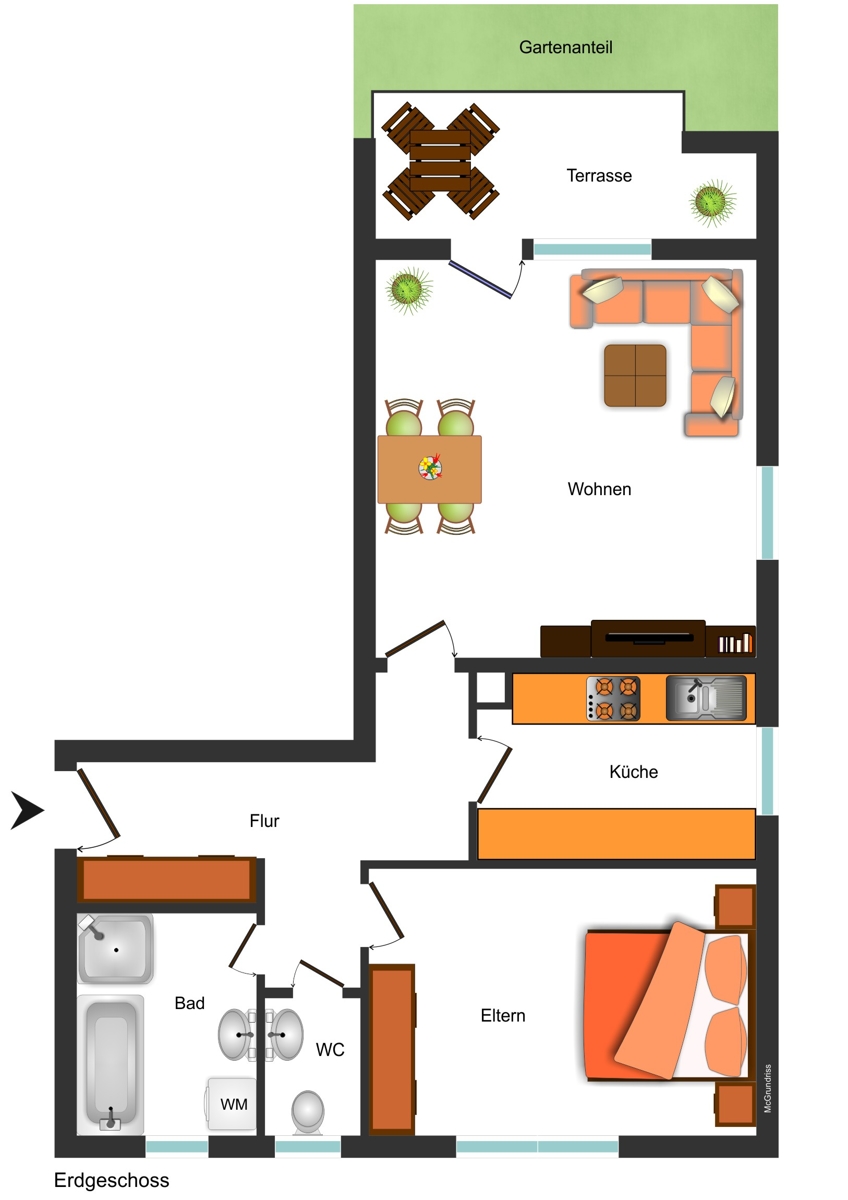 Grundriss Erdgeschosswohnung Germaringen