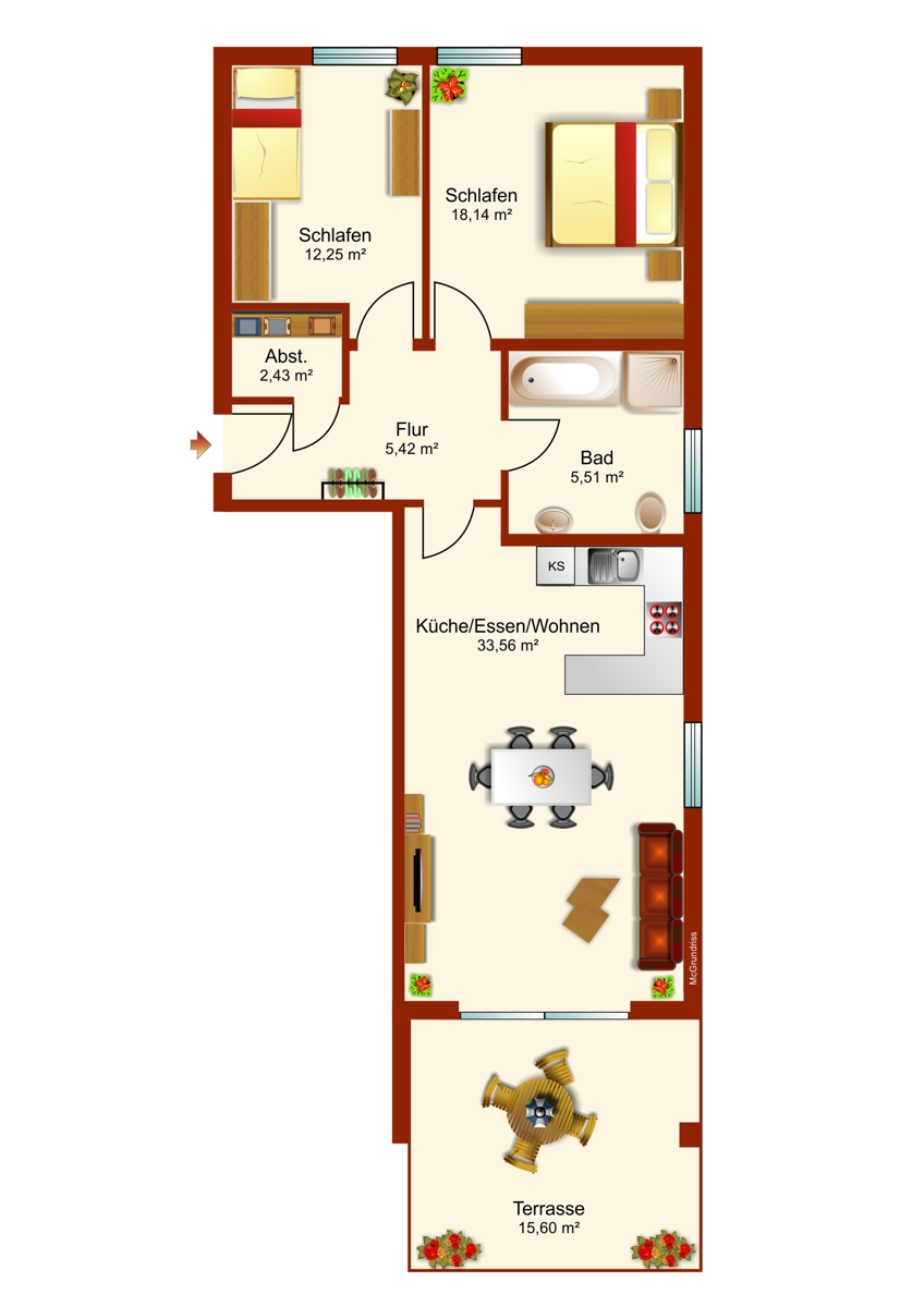 Grundriss Terrassenwohnung Rieden