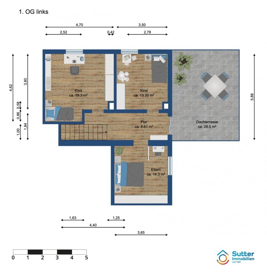 1. OG links Mehrfamilienhaus Pforzen