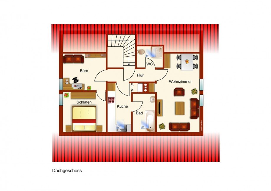 Grundriss Dachgeschosswohnung Kraftisried