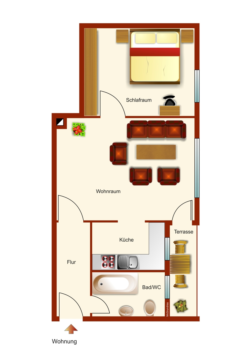 Grundriss Souterrainwohnung Germaringen
