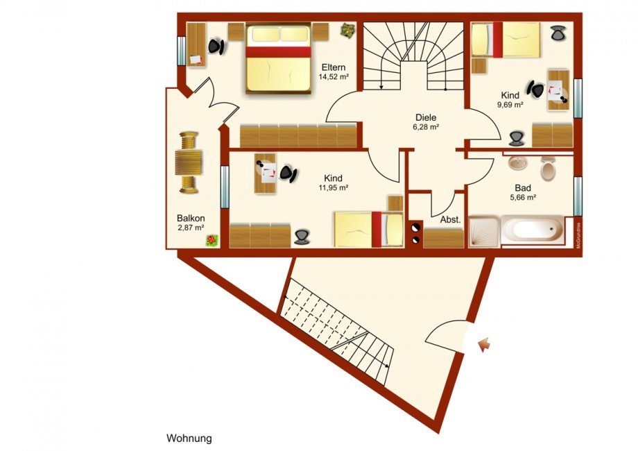 Obergeschoss Reiheneckhaus Kaufbeuren