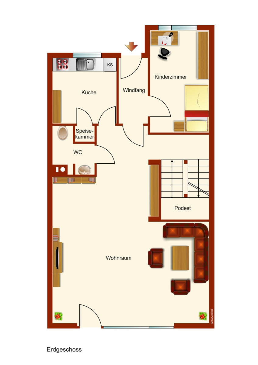 Erdgeschoss Reihenmittelhaus Biessenhofen