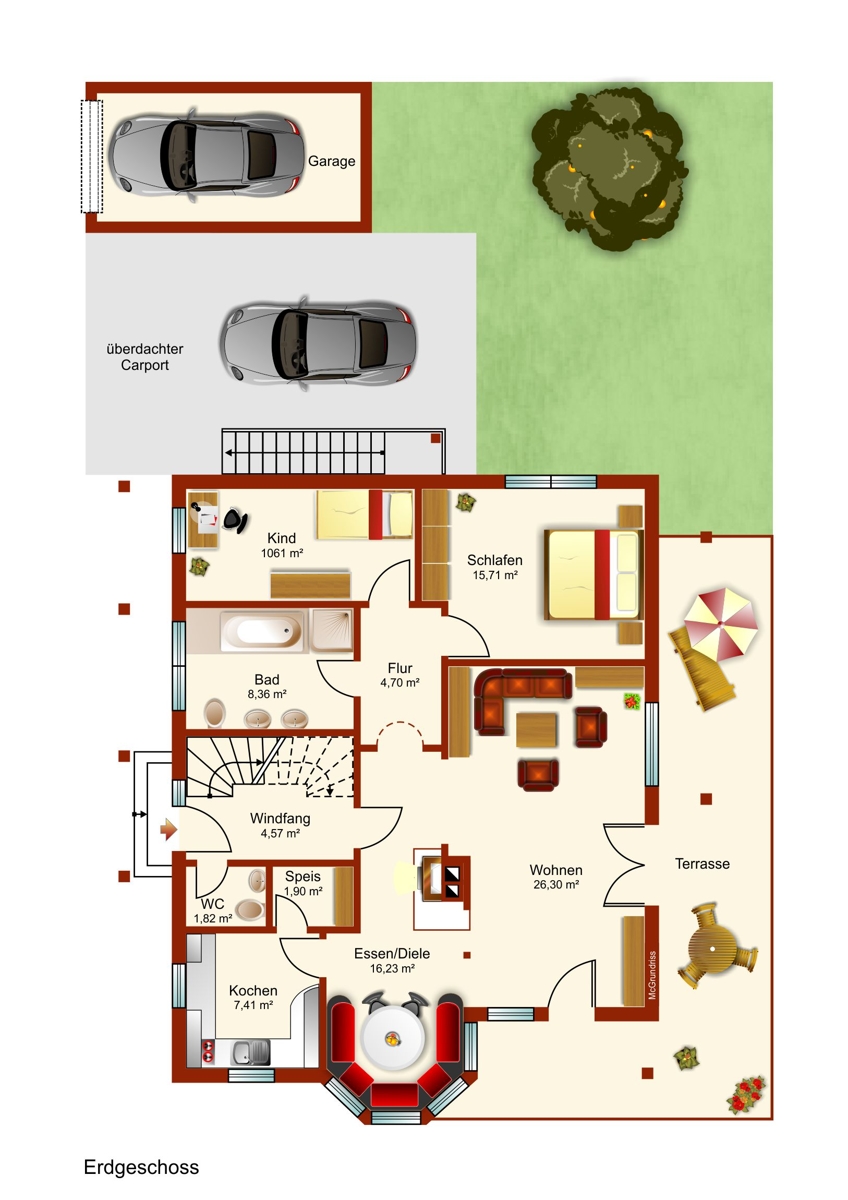 Erdgeschoss Zweifamilienhaus St�ttwang
