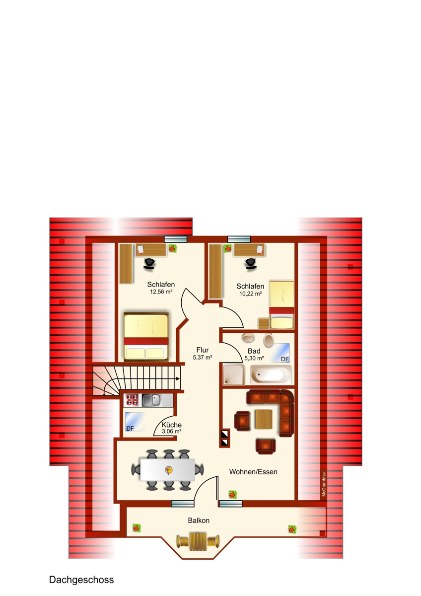 Dachgeschoss Zweifamilienhaus St�ttwang