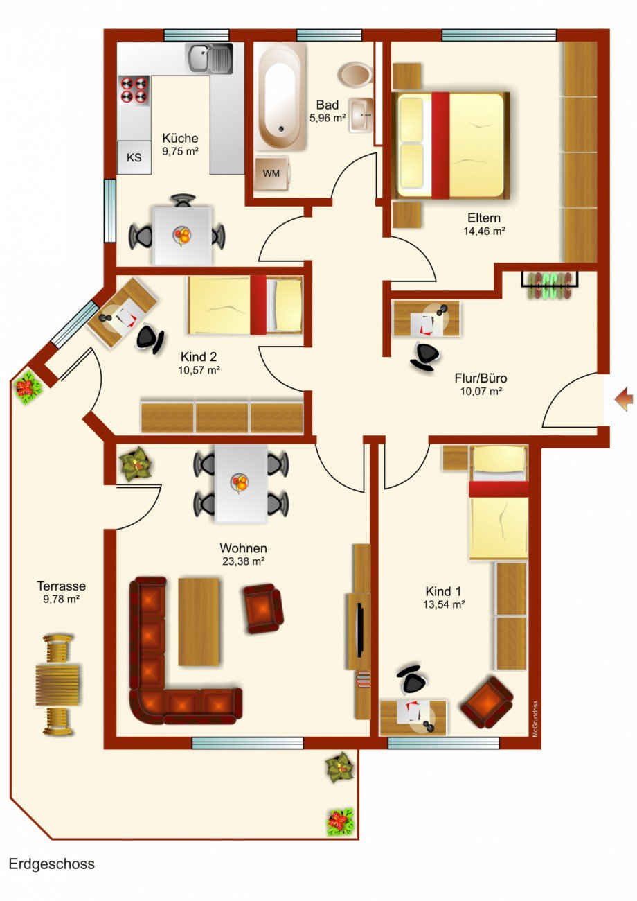 Grundriss Erdgeschosswohnung Kaufbeuren