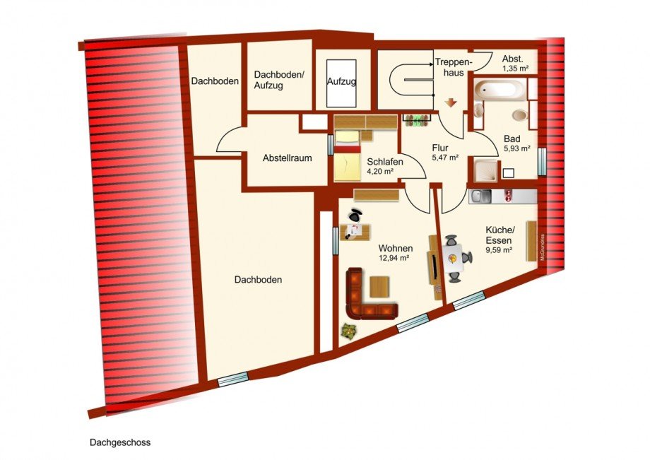 Grundriss Dachgeschosswohnung Kaufbeuren