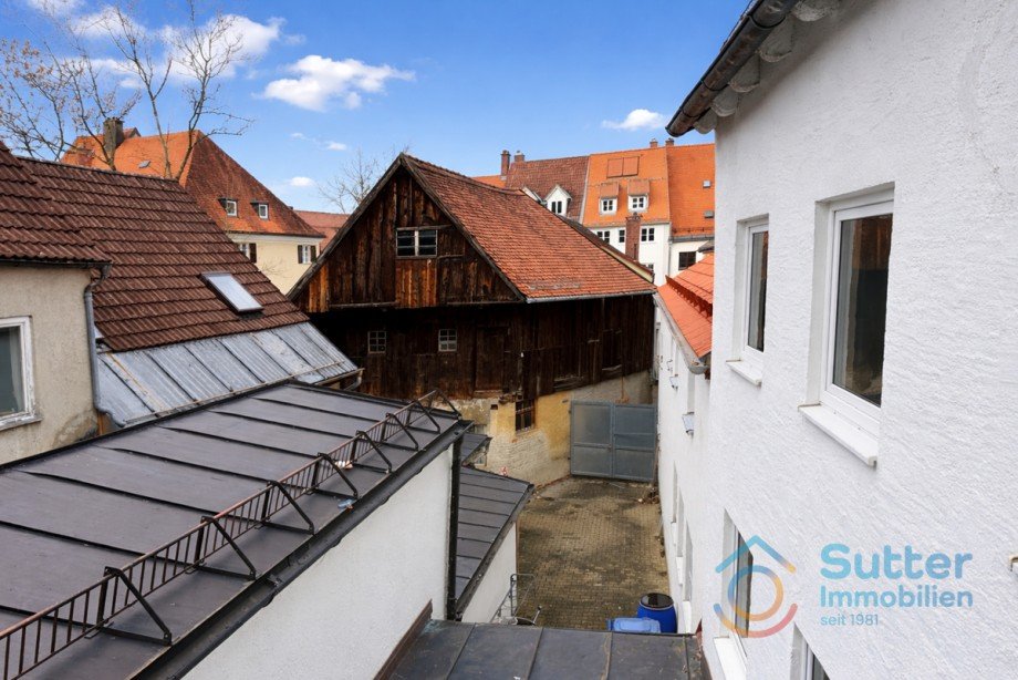 Blick in Hinterhof Haus Kaufbeuren
