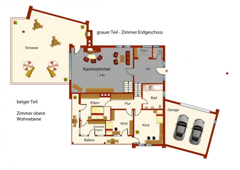 Erdgeschoss und obere Wohnebene Einfamilienhaus Kaufbeuren