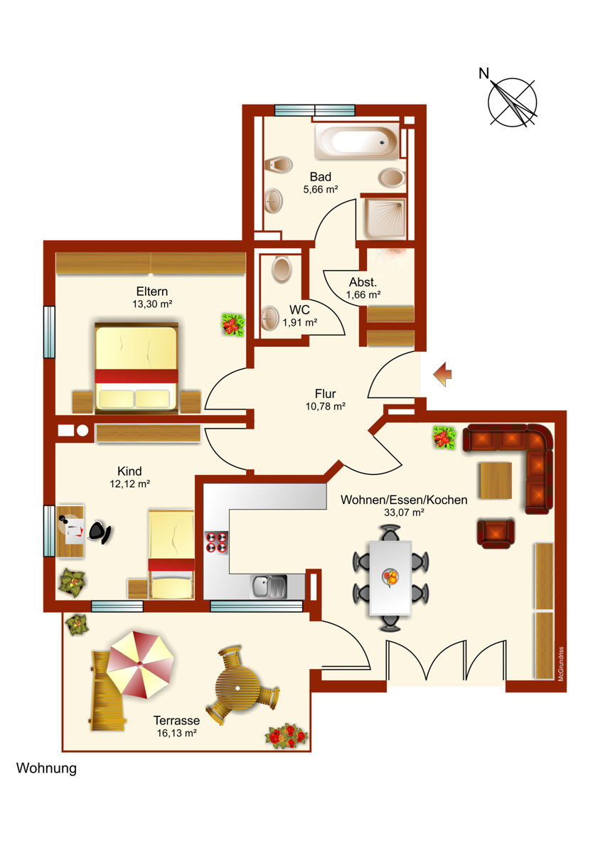 Grundriss Etagenwohnung Mauerstetten