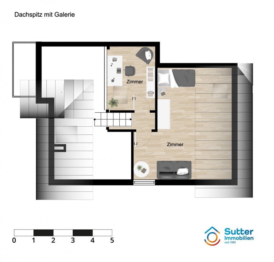 Galeriezimmer Dachgeschosswohnung Kaufbeuren
