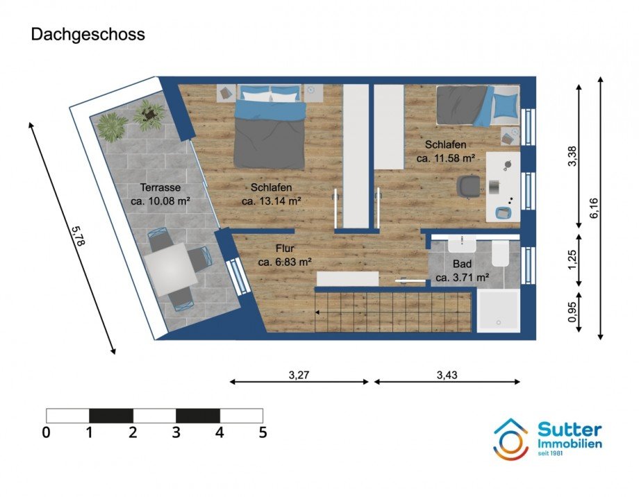 Dachgeschoss Reihenmittelhaus Kaufbeuren