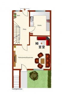 Erdgeschoss Reihenmittelhaus mit PKW-Stellplatz in Zentrumsn�he.