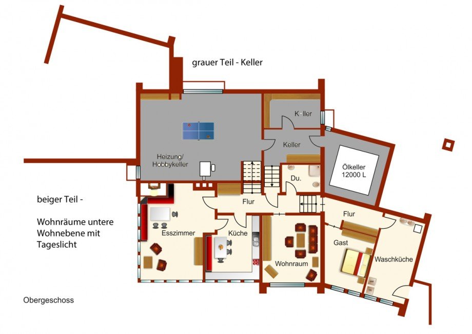 Kellergeschoss und untere Wohnebene Einfamilienhaus Kaufbeuren