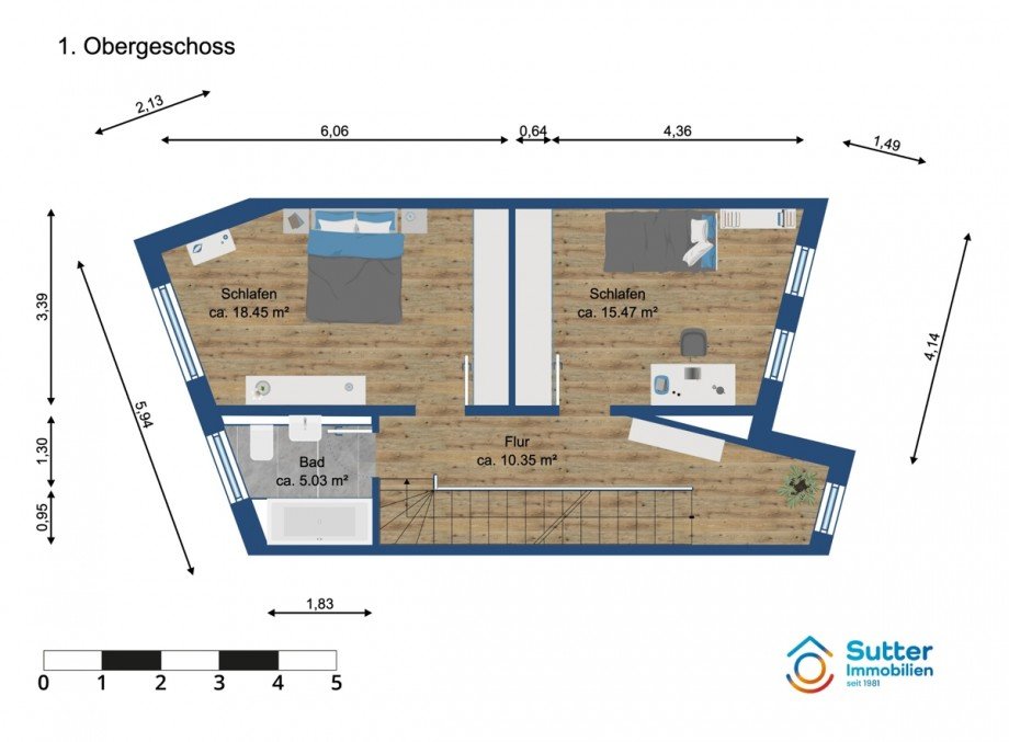 1. Obergeschoss Reihenmittelhaus Kaufbeuren