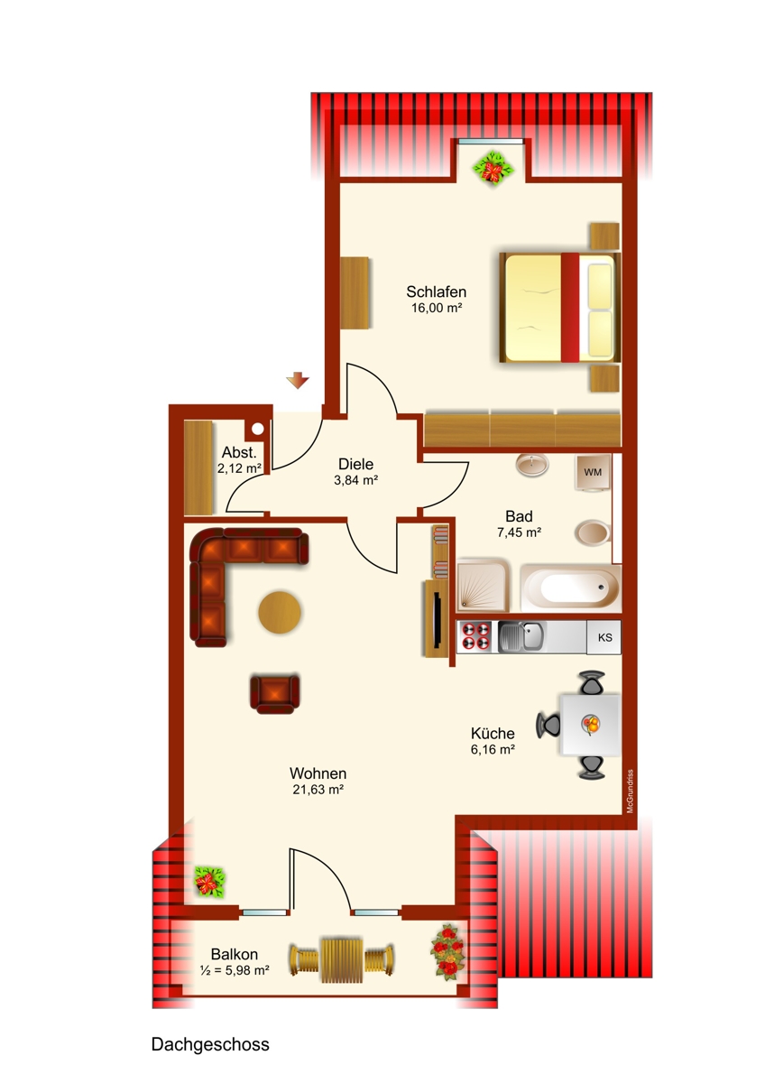 Grundriss Dachgeschosswohnung Kaufbeuren